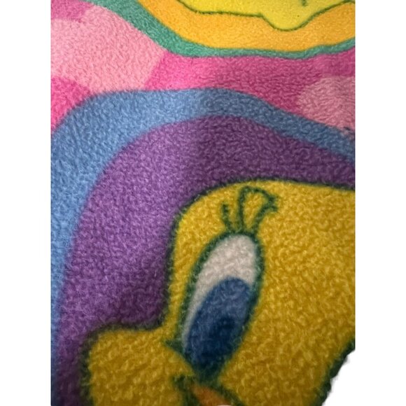 Vtg Baby Looney Tunes Fleece Throw 46"x63" Tweety Bird Hearts Warner Brothers - Picture 5 of 8